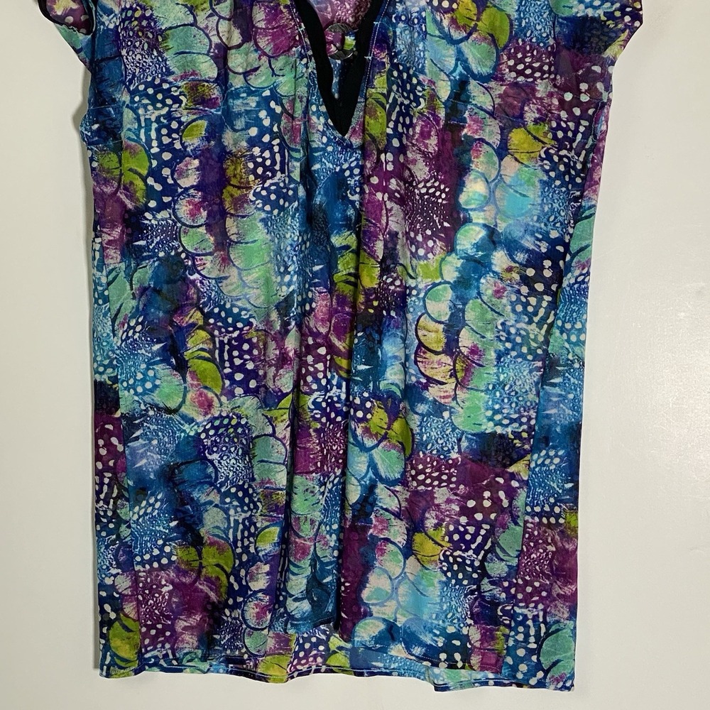 Profile By Gottex Top Swim Coverup Womens 22W Multicolor Coral Lace Flowy Beach - Picture 3 of 12